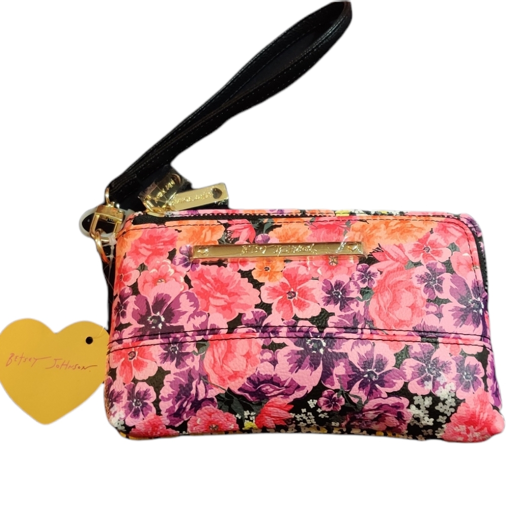 Betsey Johnson Floral Two Zip Wristlet